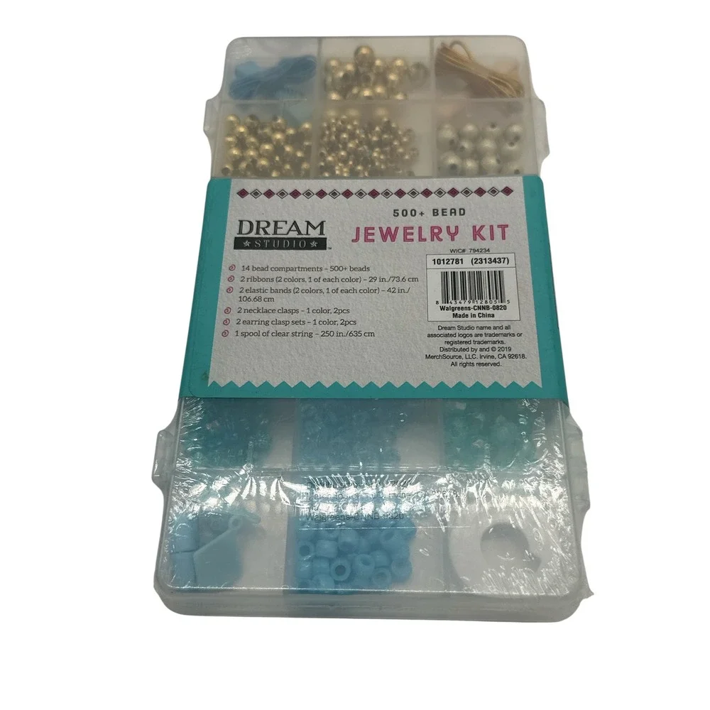 Dream Studio Jewelry Kit 500+ Beads Gold Blue DIY Bracelet Necklace‎ Making Set